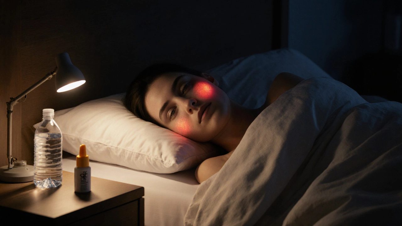 Человек спит, кожа восстанавливается ночью под лунным светом.