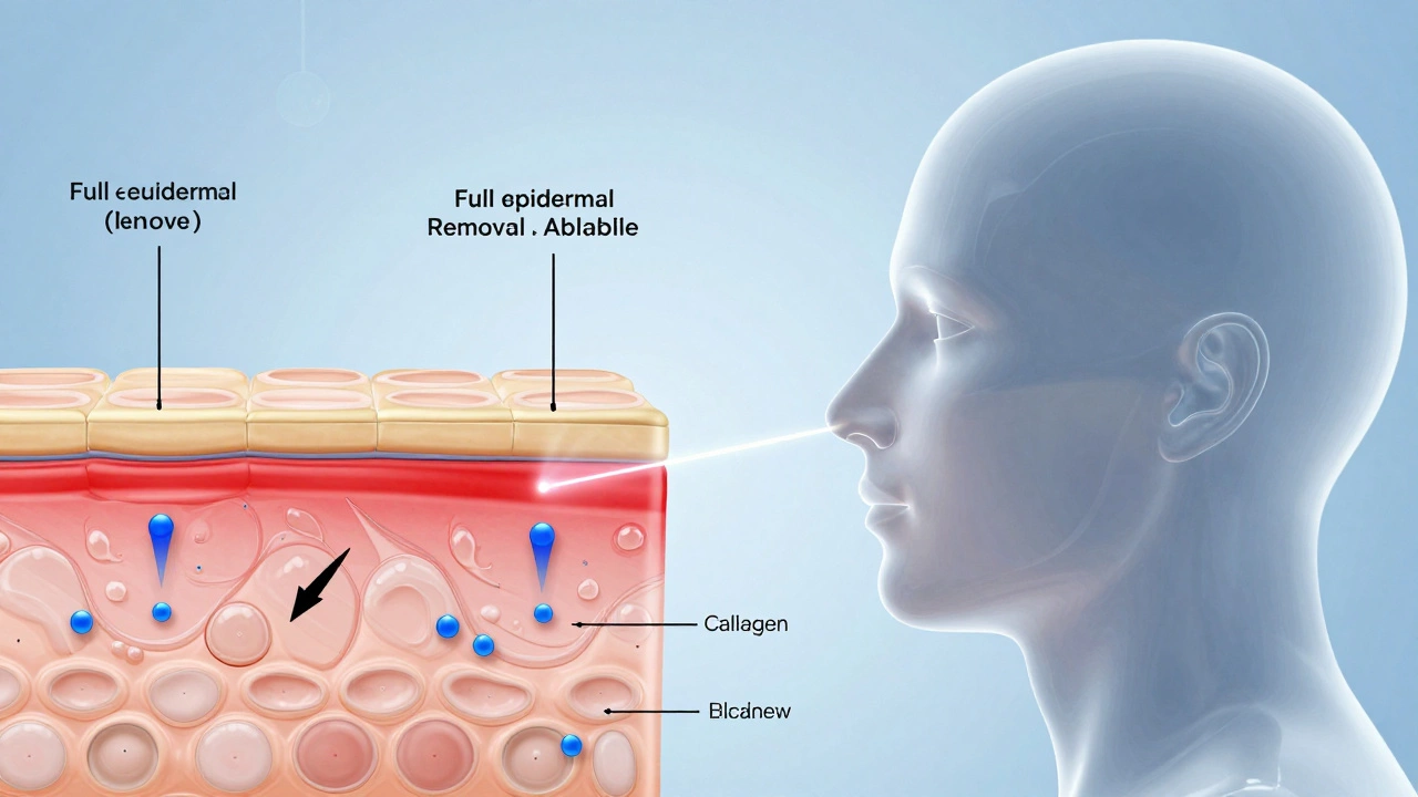 Прозрачное изображение лица с лазерными лучами, стимулирующими восстановление кожи