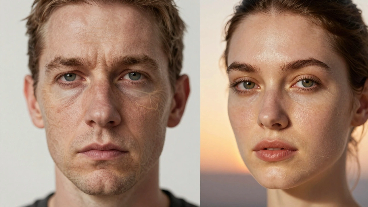 Сравнение глубоких морщин до и гладкой кожи после аблятивного лазера