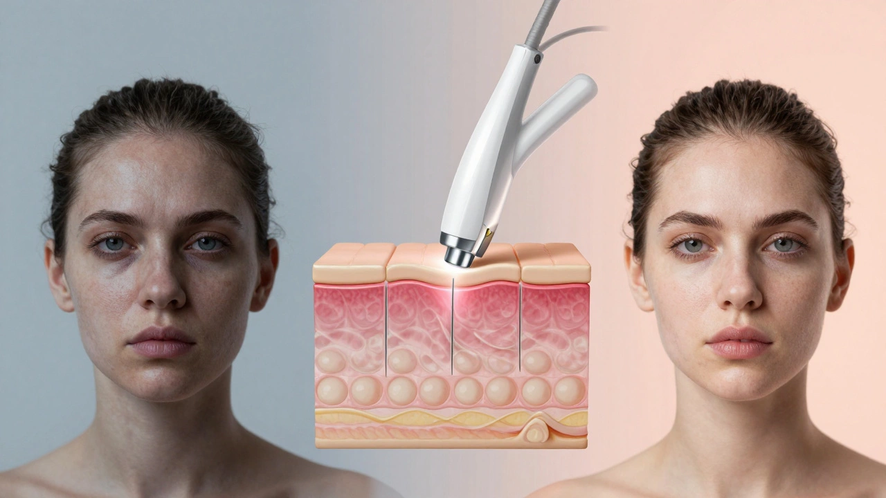 Эволюция кожи: от усталой к сияющей — визуальное сравнение до и после неинвазивных процедур.