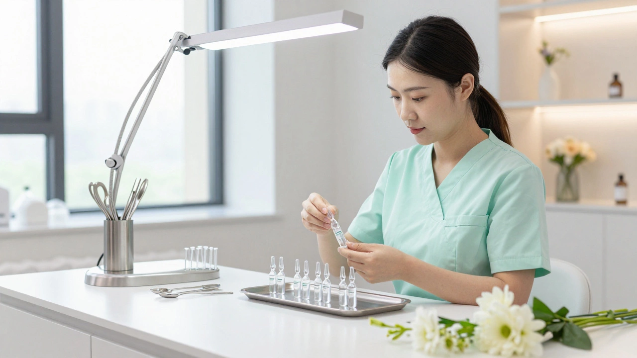 Приготовление косметических ампул в клинике эстетики