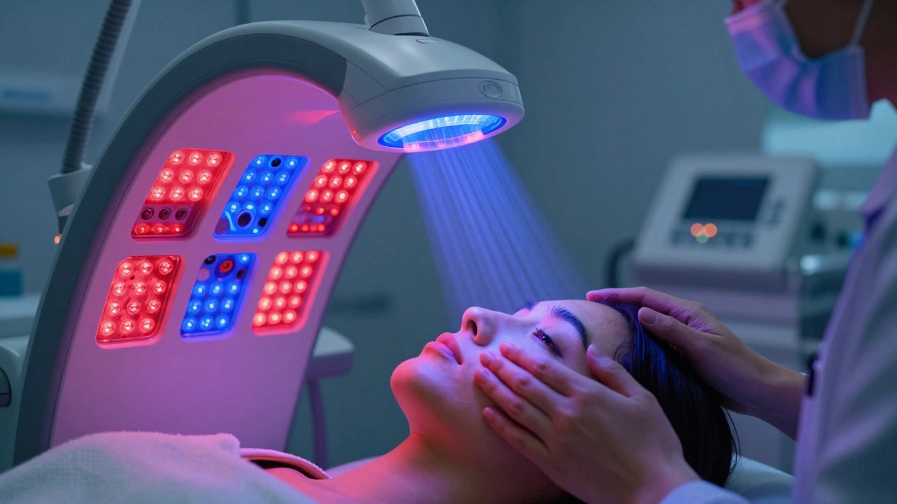 Светотерапия лазером в кабинете дерматолога со световыми лучами
