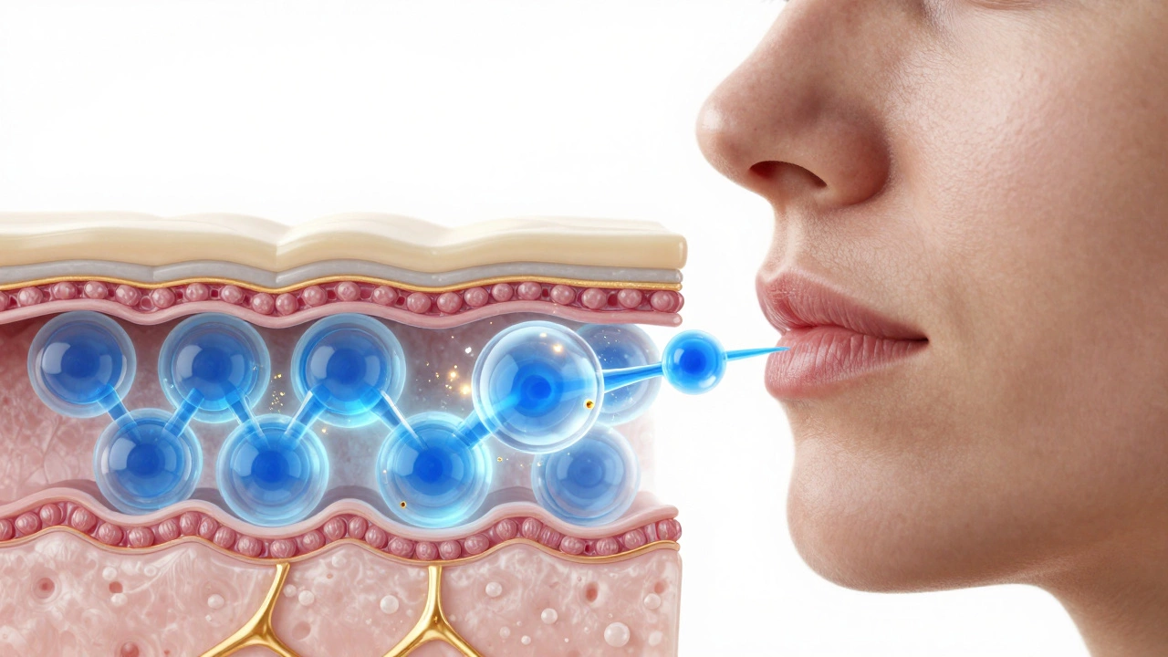 3D-визуализация процесса глубокого увлажнения кожи гиалуроновой кислотой