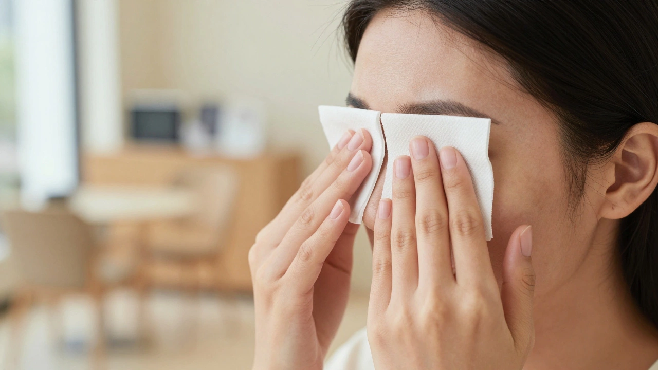 Использование матирующей салфетки для удаления жирного блеска с лица