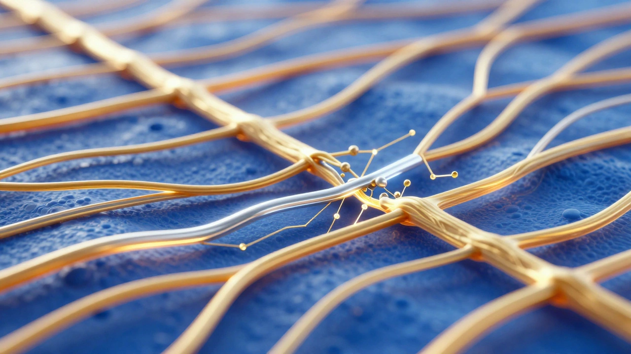 Концептуальная 3D-визуализация восстановления волокон коллагена в коже