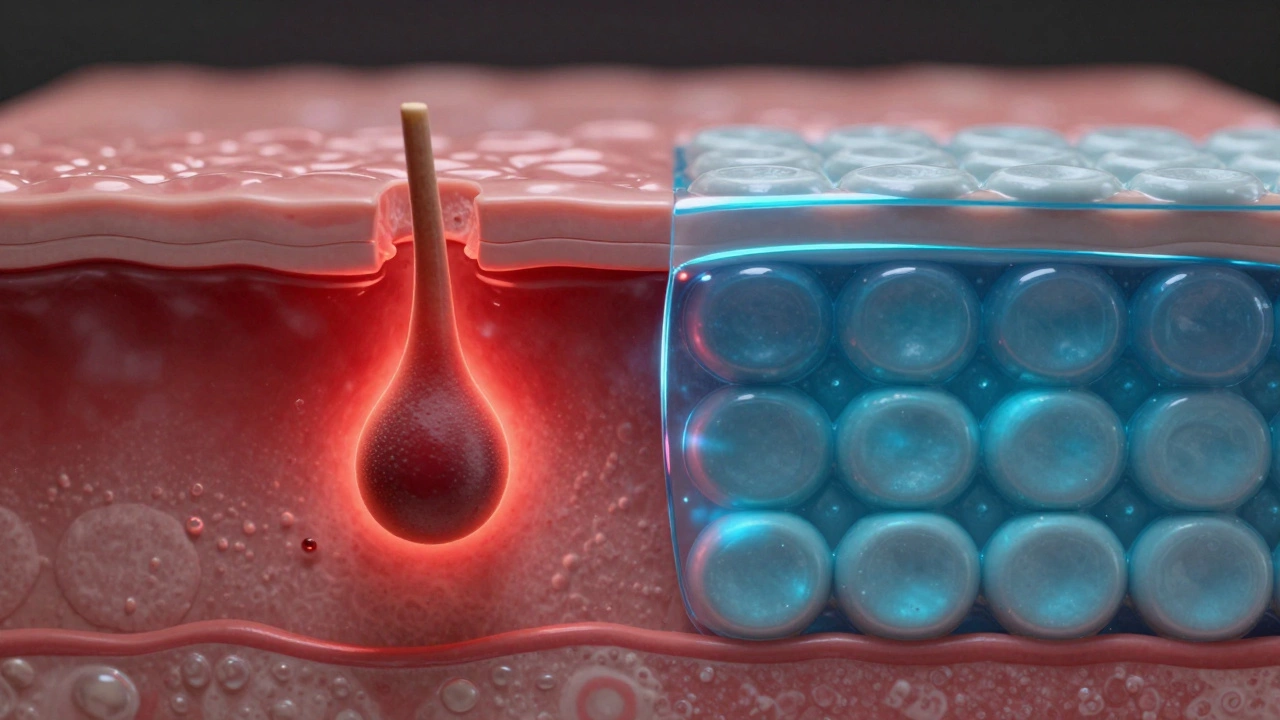 Схематичное изображение поврежденного слоя кожи и защитного барьера